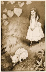 "Also setzte sie das kleine Wesen ab", Illustration für Lewis Carrolls Alice im Wunderland, 1901